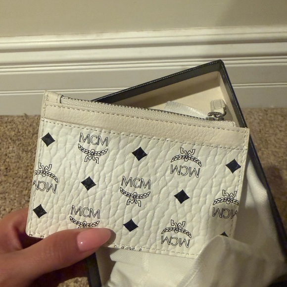 MCM Ivory Leather Card Holder